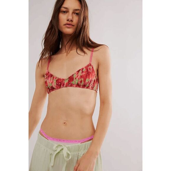 Free People Pretty Little Bralette Pink Strawberry Combo Medium NWOT - Picture 7 of 9